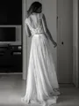 A-line Princess Scoop Timeless Sleeveless Sweep Train Chiffon Wedding Dress With Beading