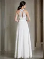 A-line Scoop Sleeveless Floor-Length Sophisticated Chiffon Wedding Dress