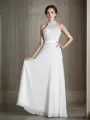 A-line Scoop Sleeveless Floor-Length Sophisticated Chiffon Wedding Dress