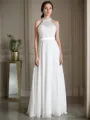A-line Scoop Sleeveless Floor-Length Sophisticated Chiffon Wedding Dress