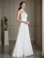 A-line Scoop Sleeveless Floor-Length Sophisticated Chiffon Wedding Dress
