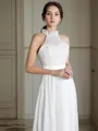 A-line Scoop Sleeveless Floor-Length Sophisticated Chiffon Wedding Dress