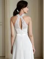 A-line Scoop Sleeveless Floor-Length Sophisticated Chiffon Wedding Dress