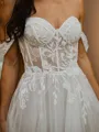 Balanced A-line Princess Off-the-Shoulder Sleeveless Sweep Train Tulle Wedding Dress