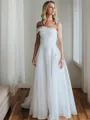 Dreamy A-line One-Shoulder Sleeveless Court Train Organza Wedding Dress