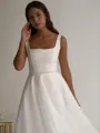 A-line Square Classy Sleeveless Chapel Train Wedding Dress