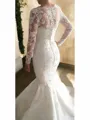 A-line Princess Bateau Long Sleeves Court Train Tulle Elegant Wedding Dress