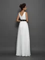 A-line Timeless V-Neck Sleeveless Floor-Length Chiffon Wedding Dress With Sash