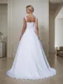 Ball-Gown Straps Sleeveless Court Train Grand Chiffon Wedding Dress With Applique