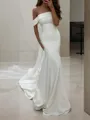Trumpet/Mermaid Off-the-Shoulder Sleeveless Court Train Stretch Crepe Flattering Wedding Dress
