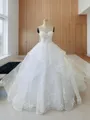 Fairy-tale Ball-Gown Sweetheart Sleeveless Chapel Train Organza Wedding Dress With Applique