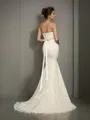 Trumpet/Mermaid Sweetheart Enchanting Sleeveless Chapel Train Lace Wedding Dress With Bowknot