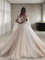 Ball-Gown Princess Sweetheart Enchanting Sleeveless Court Train Tulle Wedding Dress With Beading