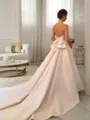 A-line Chic Halter Sleeveless Court Train Satin Wedding Dress