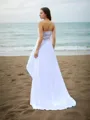 A-line Sweetheart Charming Sleeveless Sweep Train Chiffon Wedding Dress With Beading