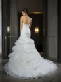 Trumpet/Mermaid Sweetheart Sleeveless Svelte Chapel Train Satin Wedding Dress With Ruffles