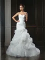 Trumpet/Mermaid Sweetheart Sleeveless Svelte Chapel Train Satin Wedding Dress With Ruffles