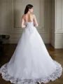 Ball-Gown Strapless Sleeveless Court Train Graceful Organza Wedding Dress