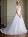 Ball-Gown Strapless Sleeveless Court Train Graceful Organza Wedding Dress