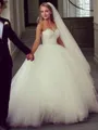 Glamorous Ball-Gown Princess Sweetheart Sleeveless Sweep Train Tulle Wedding Dress With Applique
