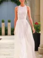 A-line Trendy Jewel Sleeveless Floor-Length Chiffon Wedding Dress With Beading