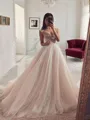 Ball-Gown Princess Sweetheart Sleeveless Sweep Train Stunning Tulle Wedding Dress With Ruffles