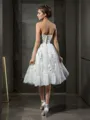 A-line Sweetheart Sleeveless Short/Mini Pretty Satin Wedding Dress With Ruched