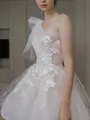A-line Princess One-Shoulder Sleeveless Exquisite Asymmetrical Tulle Wedding Dress