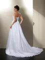 A-line Graceful Sweetheart Sleeveless Court Train Taffeta Wedding Dress With Ruffles
