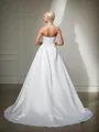 Cinderella Ball-Gown Strapless Sleeveless Chapel Train Satin Wedding Dress With Ruched