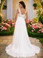 A-line Straps Sleeveless Sweep Train Subtle Chiffon Wedding Dresses