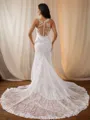 Sheath/Column Scoop Exquisite Sleeveless Court Train Lace Wedding Dresses