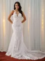 Sheath/Column Scoop Exquisite Sleeveless Court Train Lace Wedding Dresses