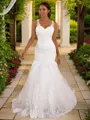 Trumpet/Mermaid V-Neck Sleeveless Sweep Train Captivating Lace Wedding Dresses