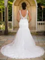 Trumpet/Mermaid V-Neck Sleeveless Sweep Train Captivating Lace Wedding Dresses