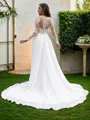A-line V-Neck Long Sleeves Sweep Train Timeless Chiffon Wedding Dresses