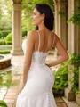 Sheath/Column V-Neck Curve-enhancing Sleeveless Sweep Train Stretch Crepe Wedding Dresses