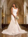 Sheath/Column Straps Sleeveless Sweep Train Understated Lace Wedding Dresses