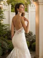 Trumpet/Mermaid V-Neck Dramatic Sleeveless Cathedral Train Tulle Wedding Dresses