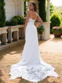 Sheath/Column V-Neck Sleeveless Sweep Train Stretch Crepe Seductive Wedding Dresses