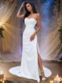 Bold Sheath/Column Sweetheart Sleeveless Sweep Train Stretch Crepe Wedding Dresses