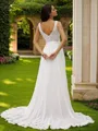 A-line V-Neck Feminine Sleeveless Sweep Train Chiffon Wedding Dresses