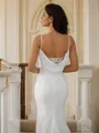 Sheath/Column V-Neck Flattering Sleeveless Court Train Stretch Crepe Wedding Dresses