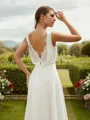 A-line V-Neck Graceful Sleeveless Floor-Length Chiffon Wedding Dresses
