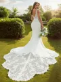 Sheath/Column V-Neck Refined Sleeveless Cathedral Train Stretch Crepe Wedding Dresses