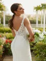 Sheath/Column V-Neck Refined Sleeveless Cathedral Train Stretch Crepe Wedding Dresses
