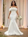 Dramatic Trumpet/Mermaid Strapless Sleeveless Sweep Train Stretch Crepe Wedding Dresses