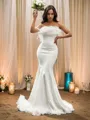 Dramatic Trumpet/Mermaid Strapless Sleeveless Sweep Train Stretch Crepe Wedding Dresses