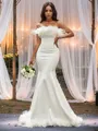 Dramatic Trumpet/Mermaid Strapless Sleeveless Sweep Train Stretch Crepe Wedding Dresses