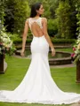Sheath/Column Scoop Body-revealing Sleeveless Sweep Train Stretch Crepe Wedding Dresses
